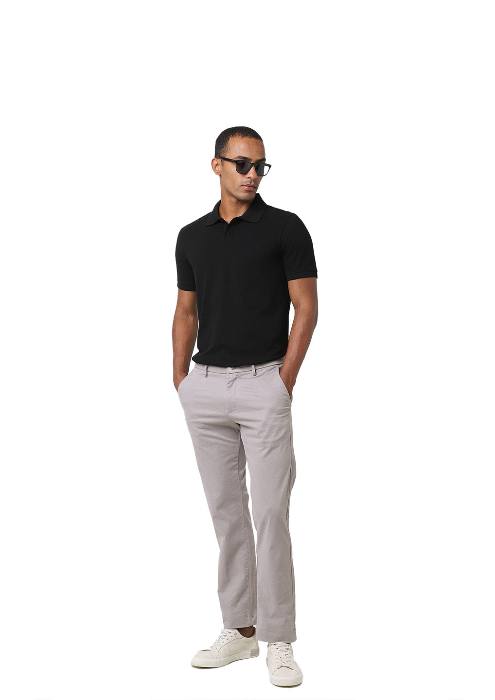Black Cotton Blend Polo