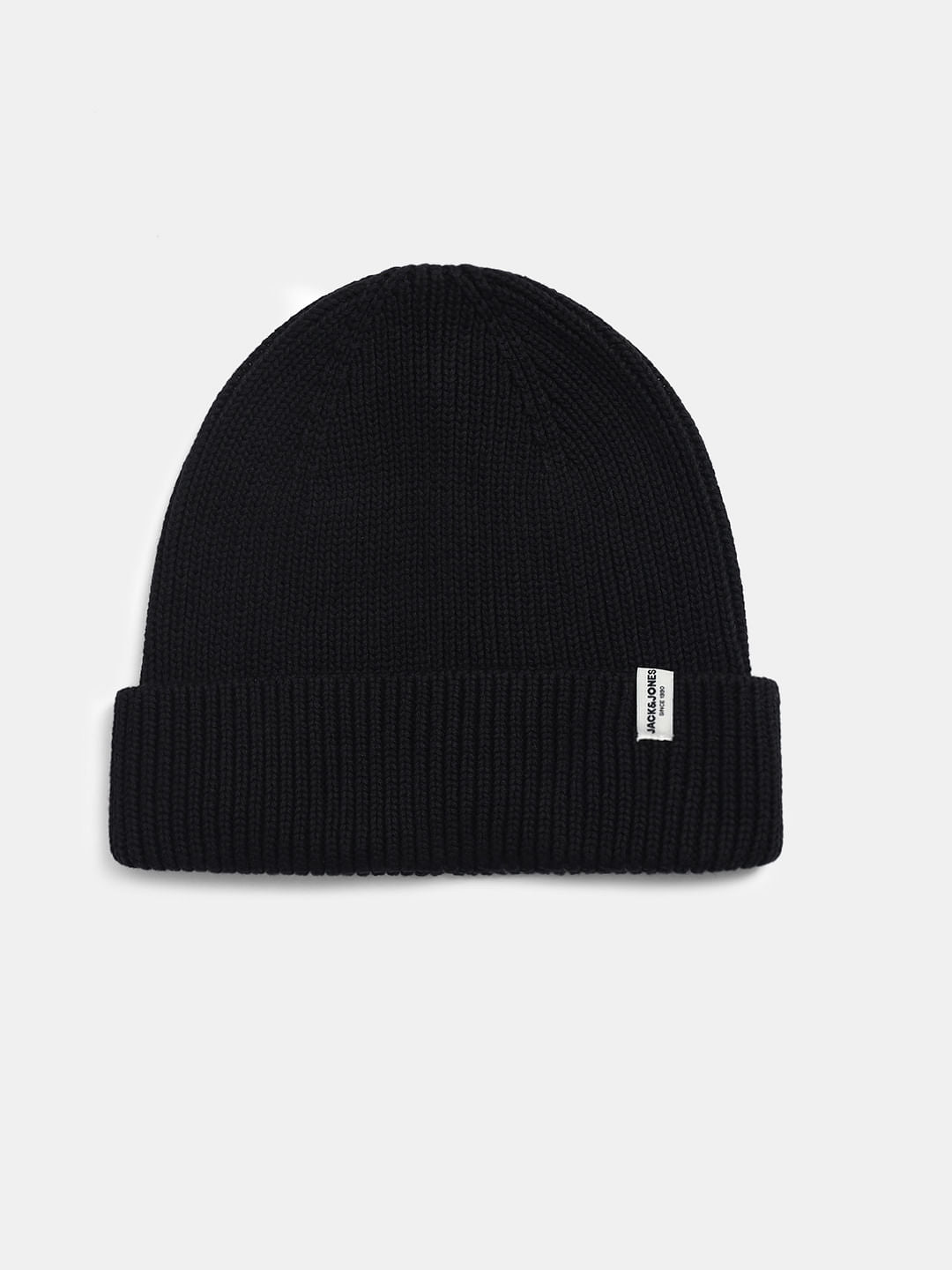 Jet Black Cotton Beanie - ONE