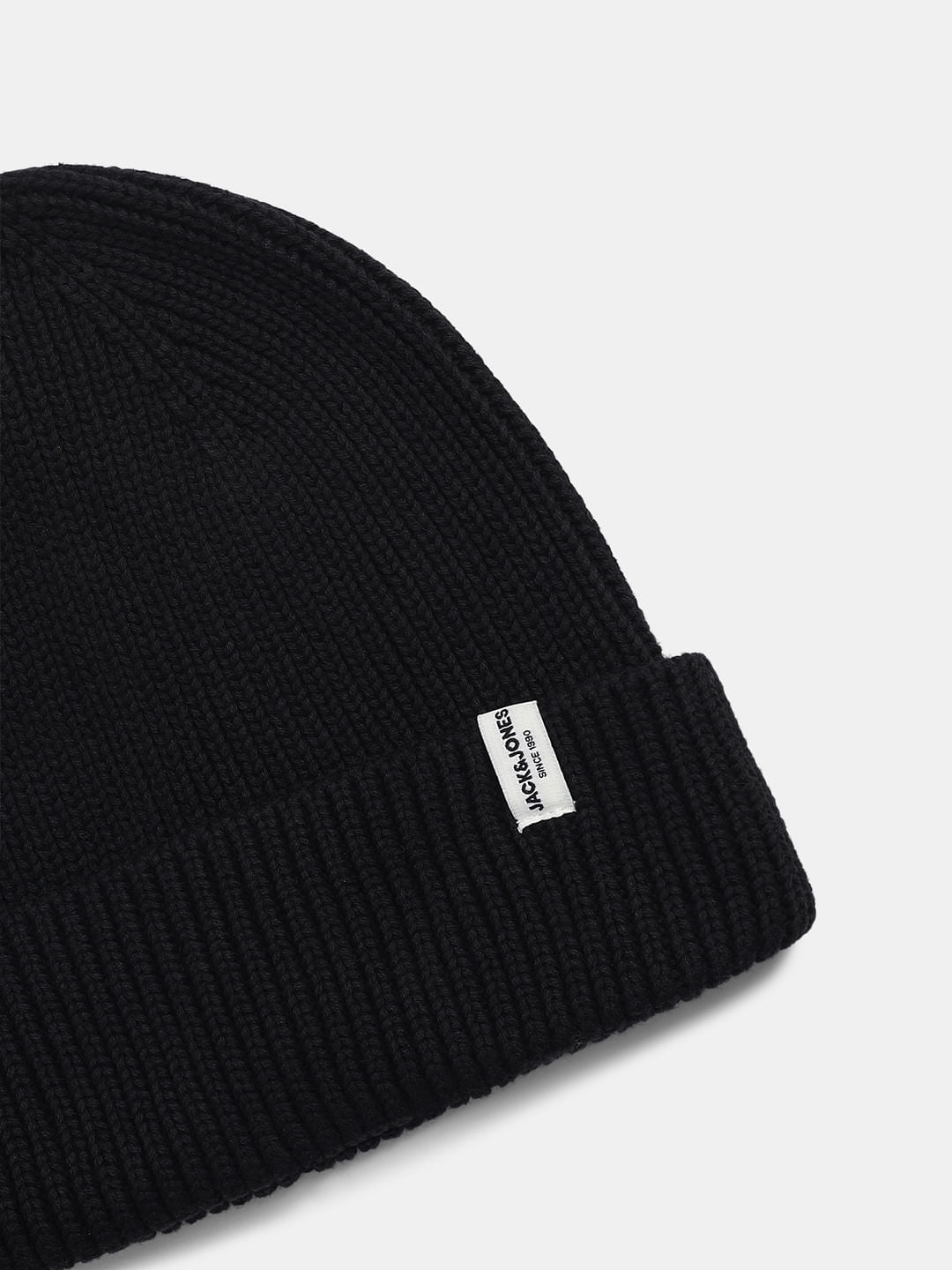 Jet Black Cotton Beanie