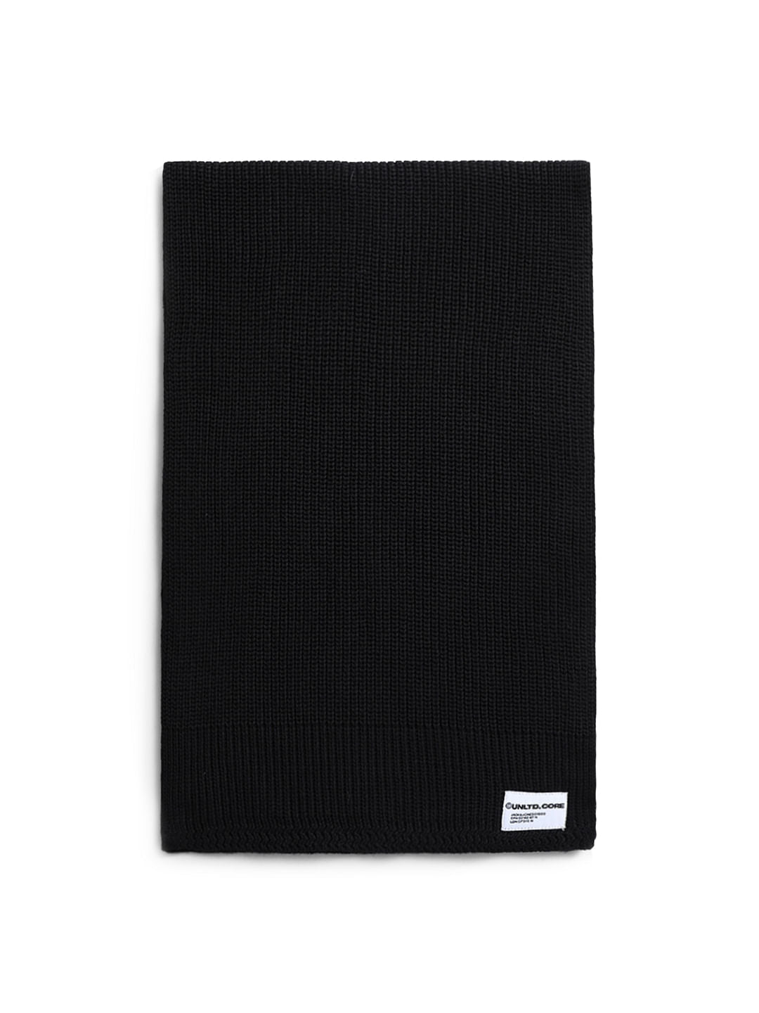 Black Organic Cotton Knitted Scarf - ONE