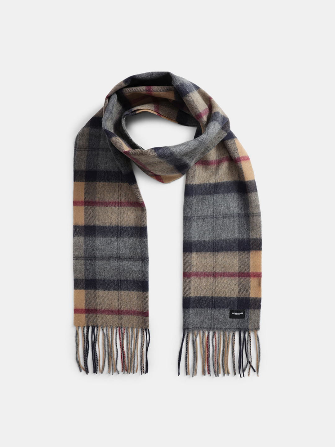 Light Brown Check Woven Scarf