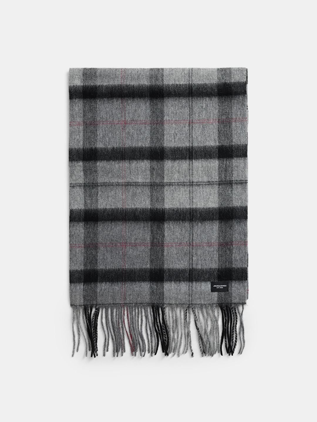 Black Check Woven Scarf - ONE