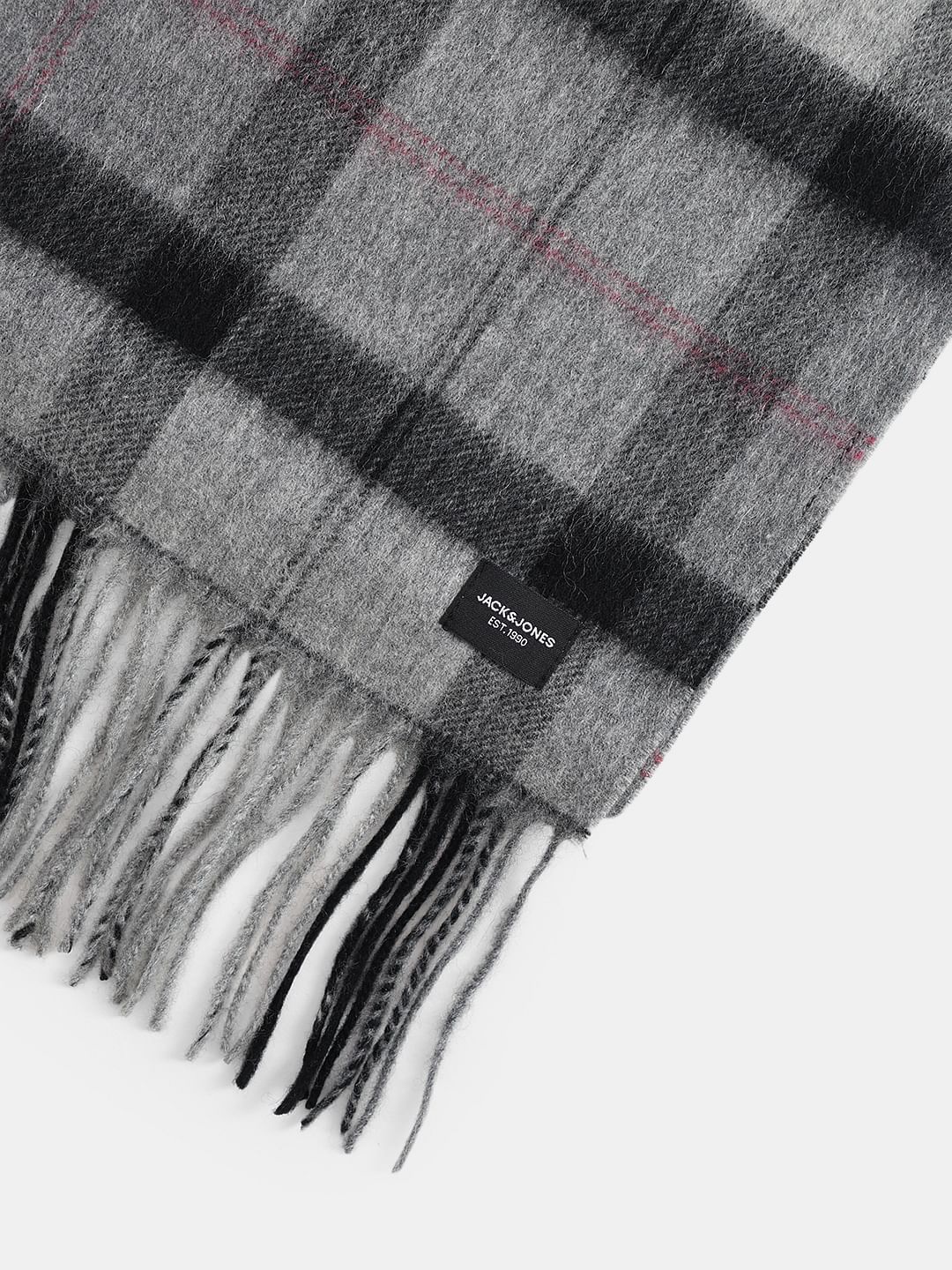 Black Check Woven Scarf