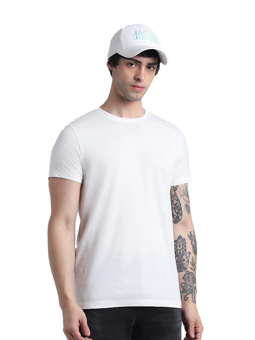 White Cotton Crew Neck T-Shirt - XL