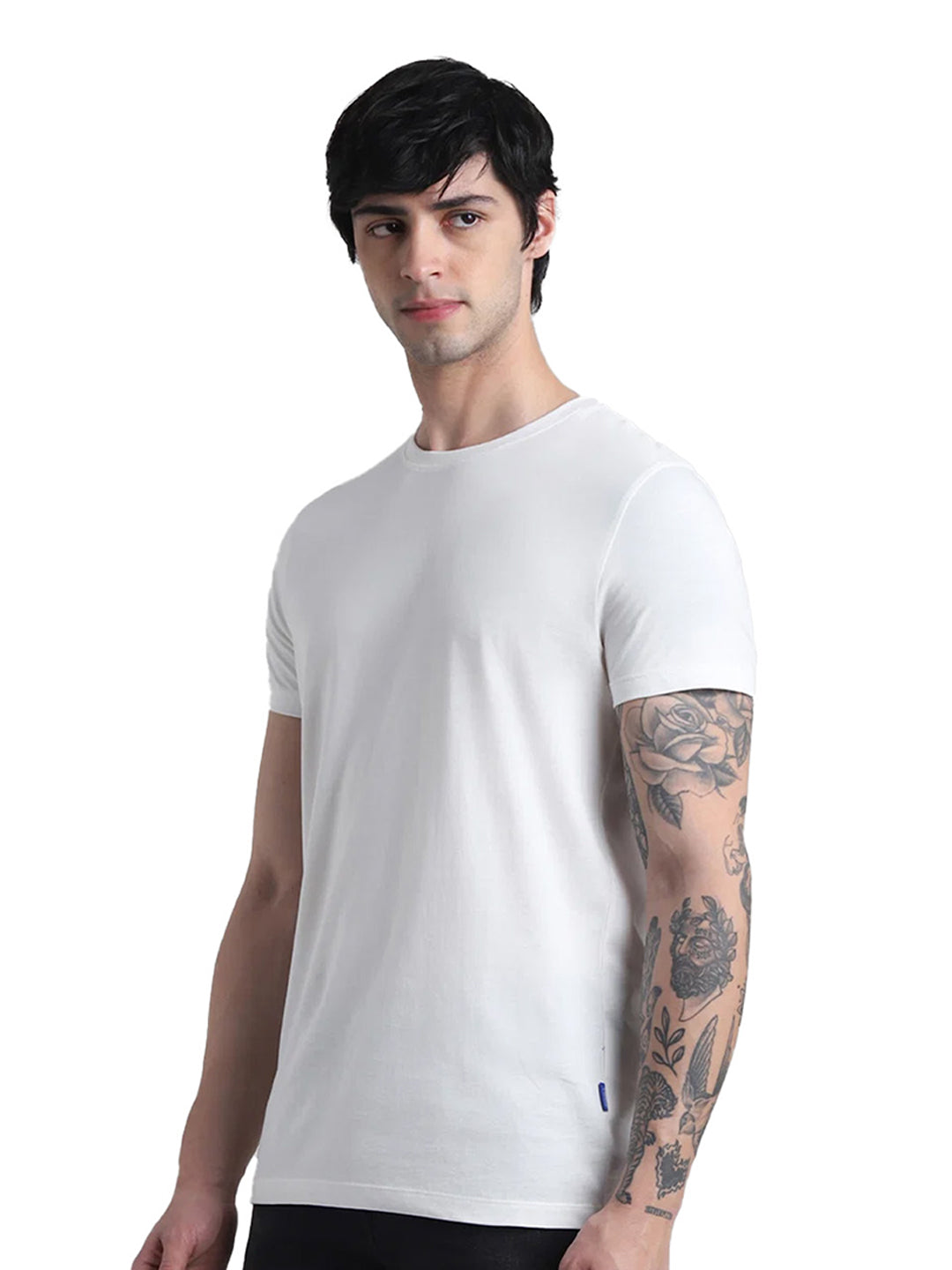 White Cotton Crew Neck T-Shirt