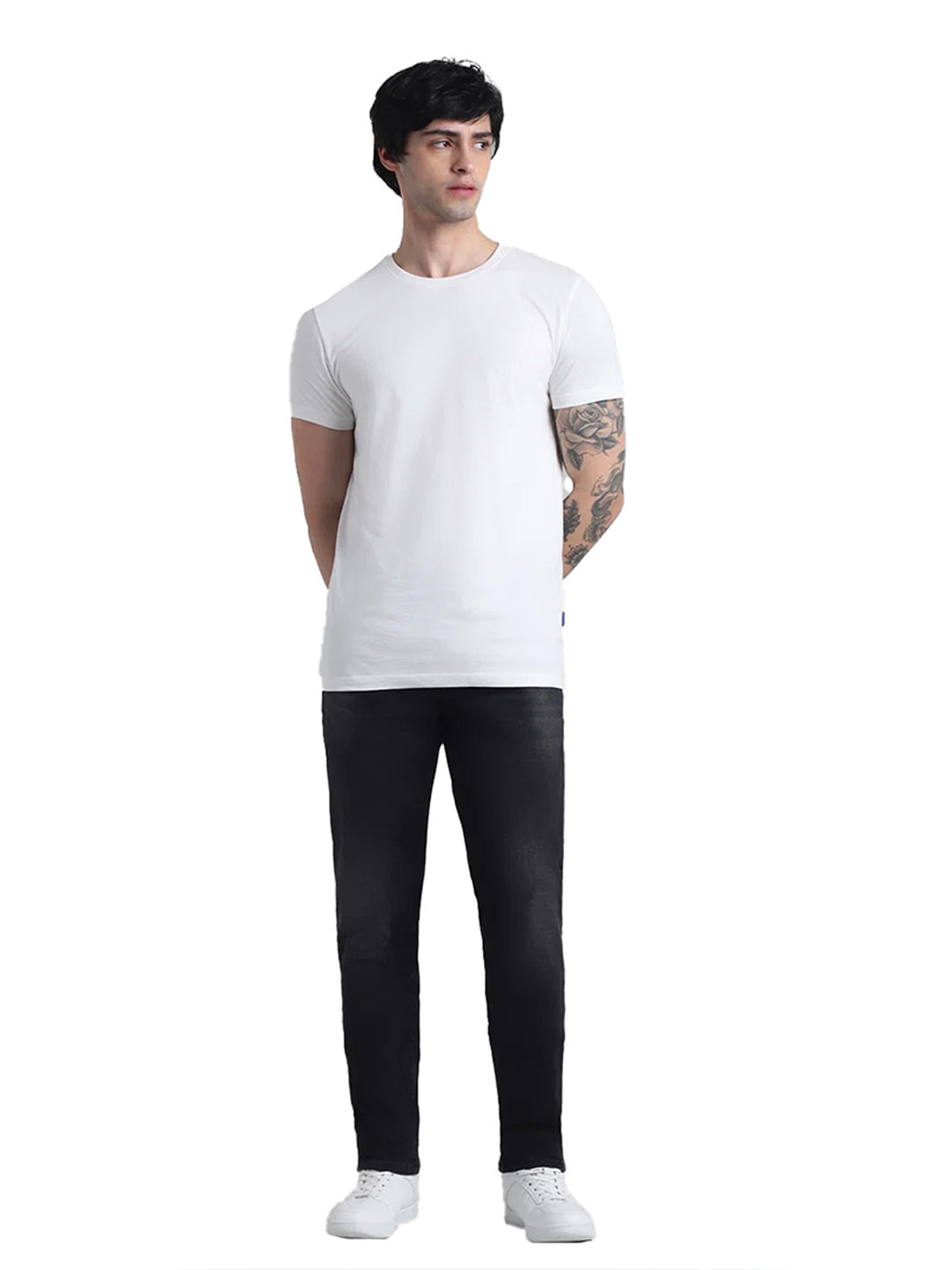 White Cotton Crew Neck T-Shirt