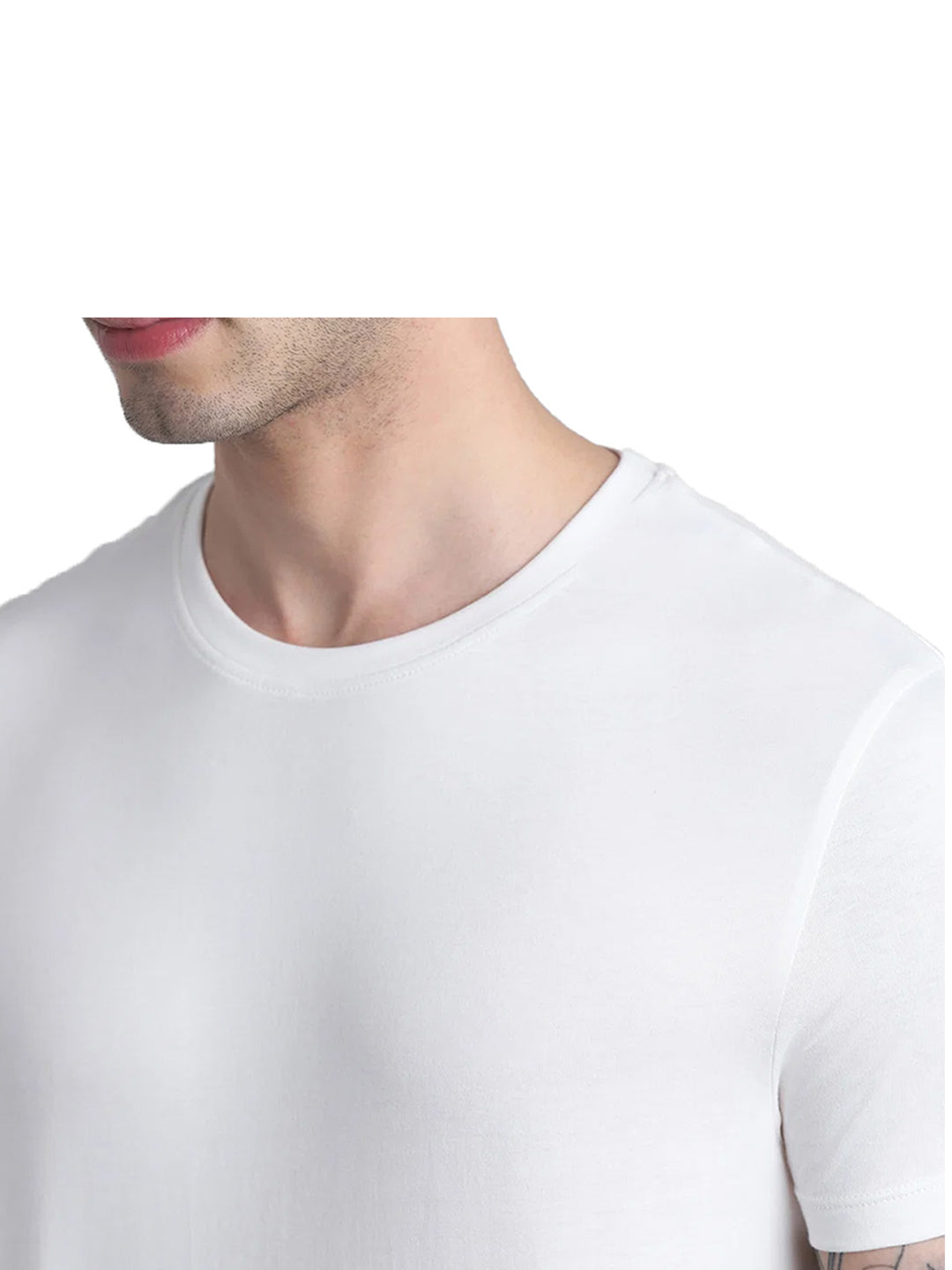 White Cotton Crew Neck T-Shirt