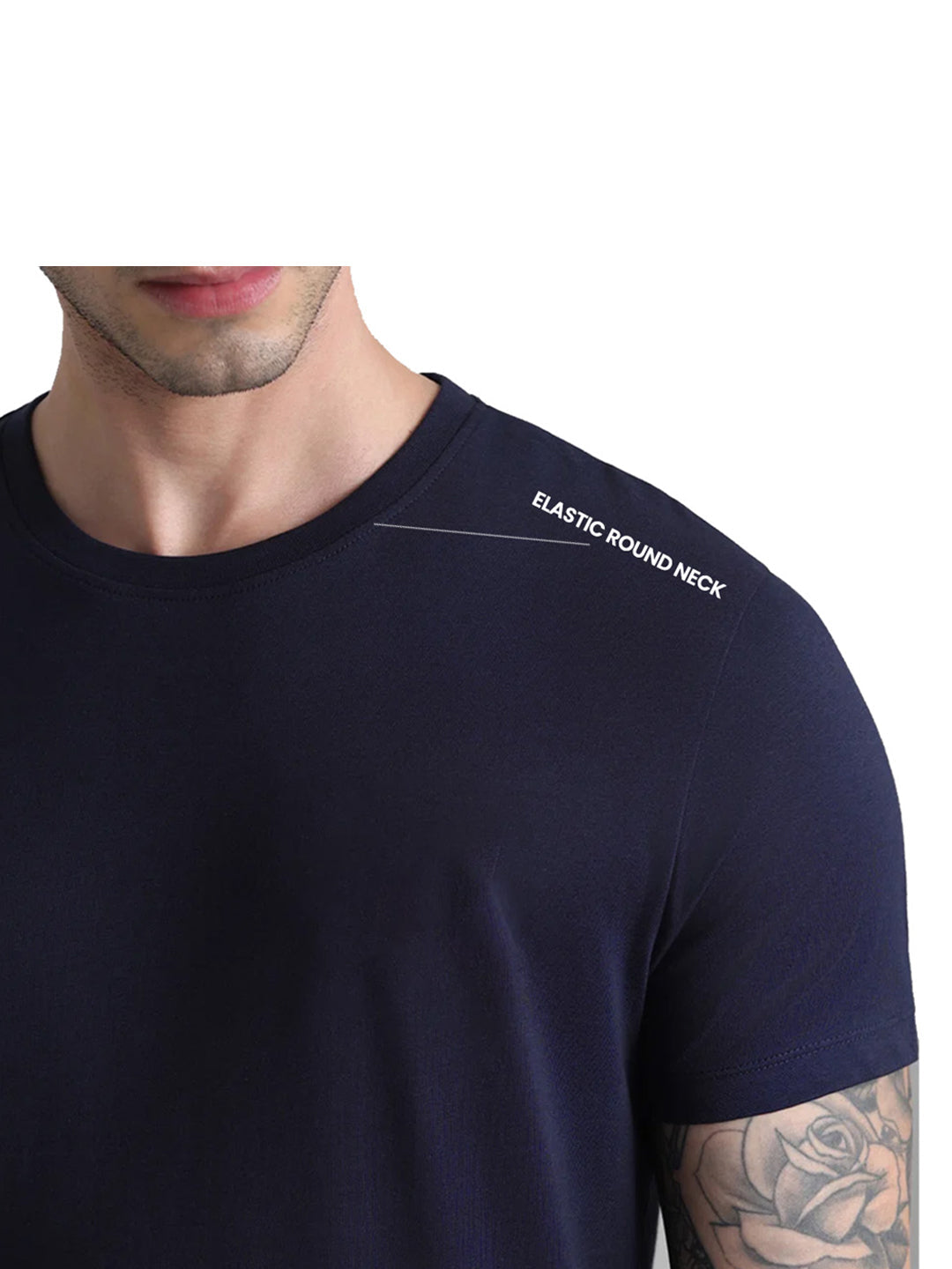 Blue Cotton Crew Neck T-Shirt