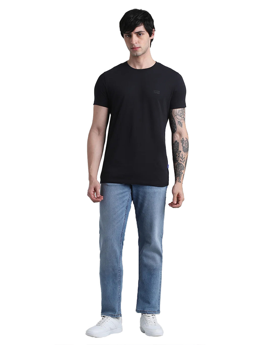 Black Cotton Crew Neck T-Shirt