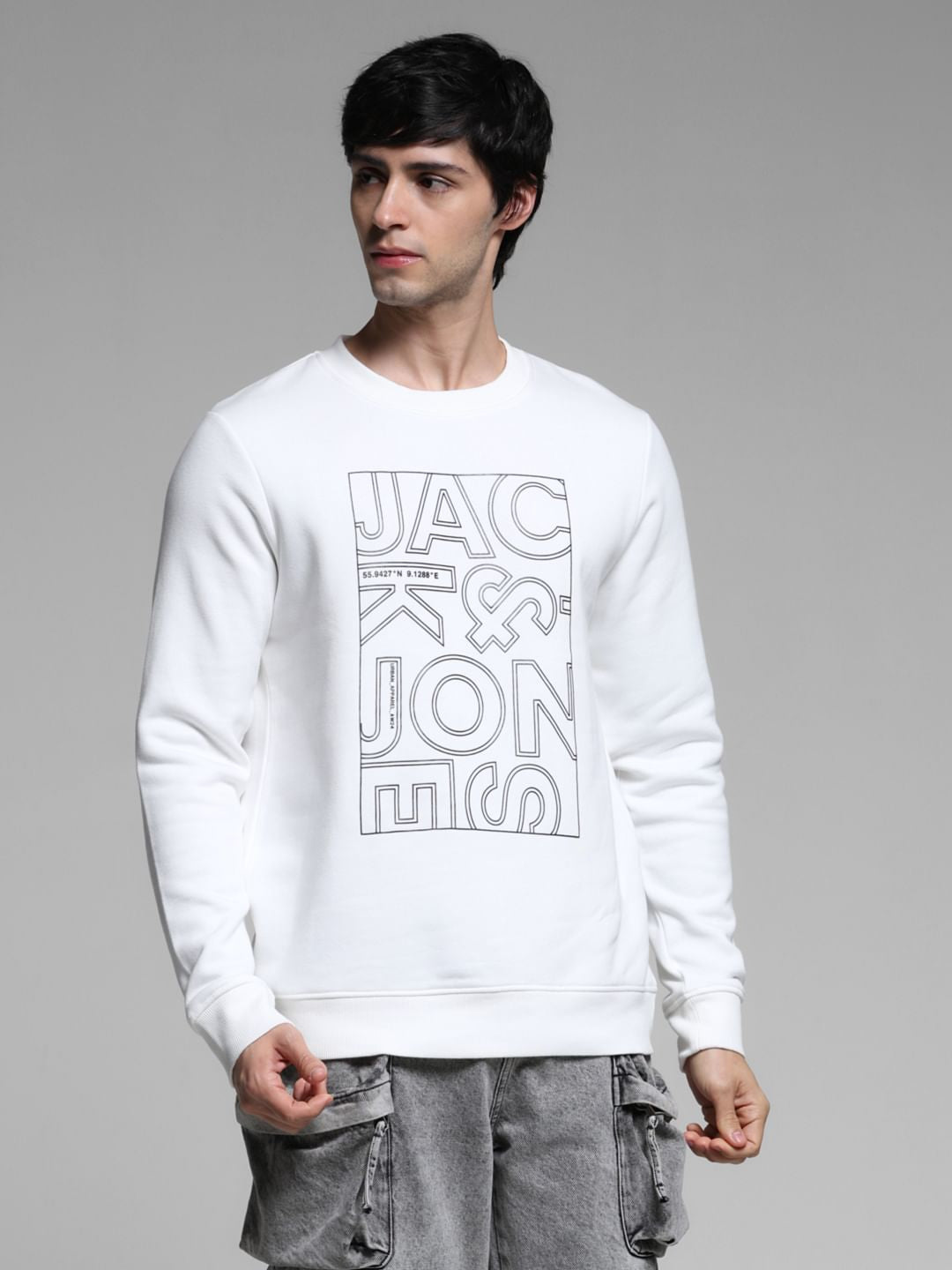 White Typographic Logo Sweatshirt