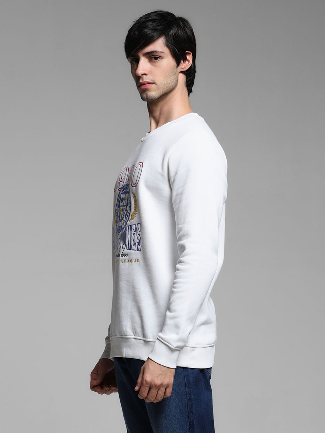 White Typographic Print Sweatshirt