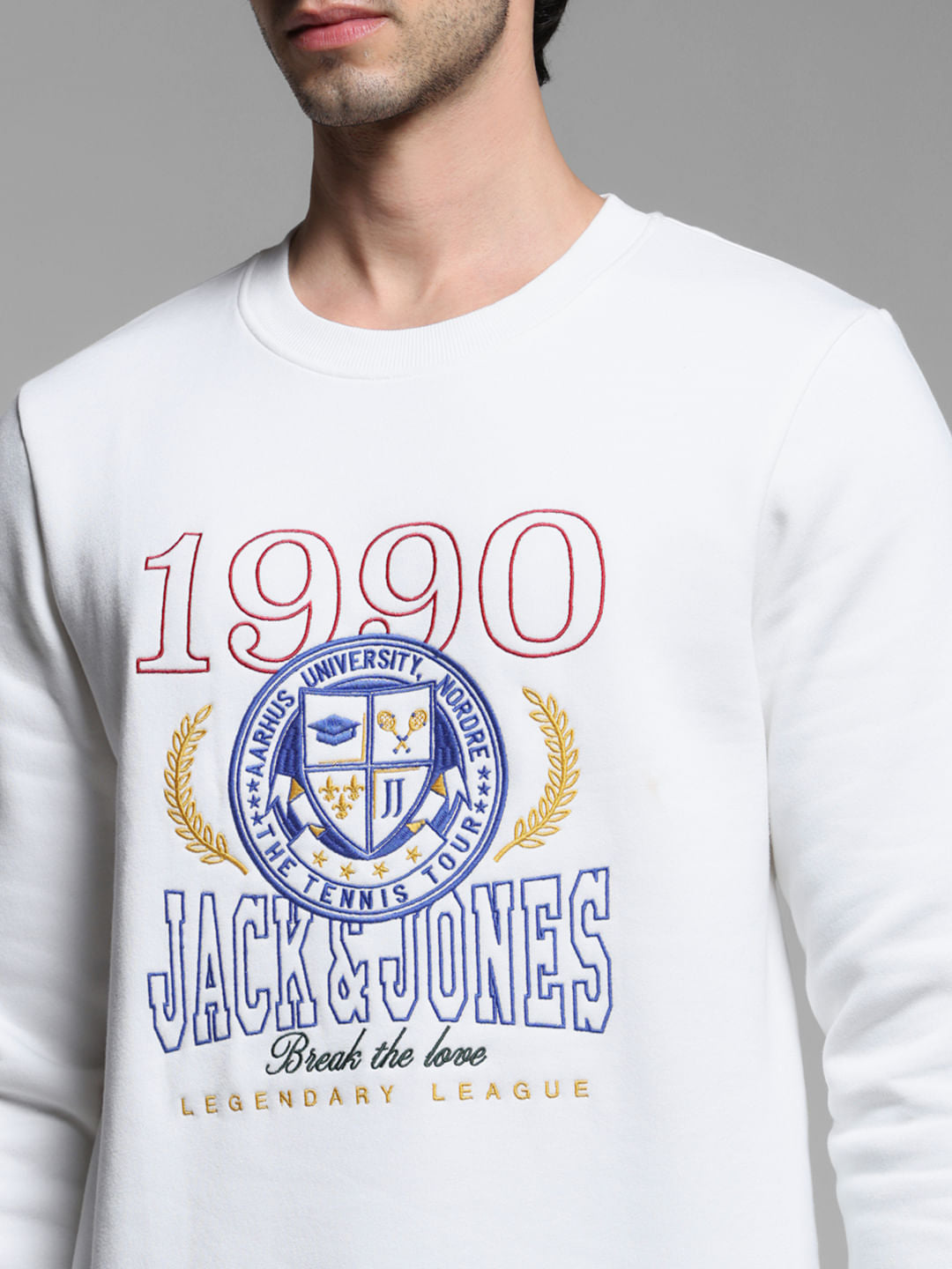 White Typographic Print Sweatshirt