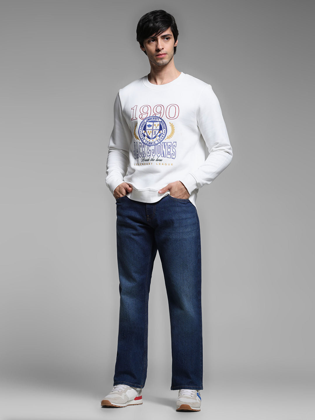 White Typographic Print Sweatshirt