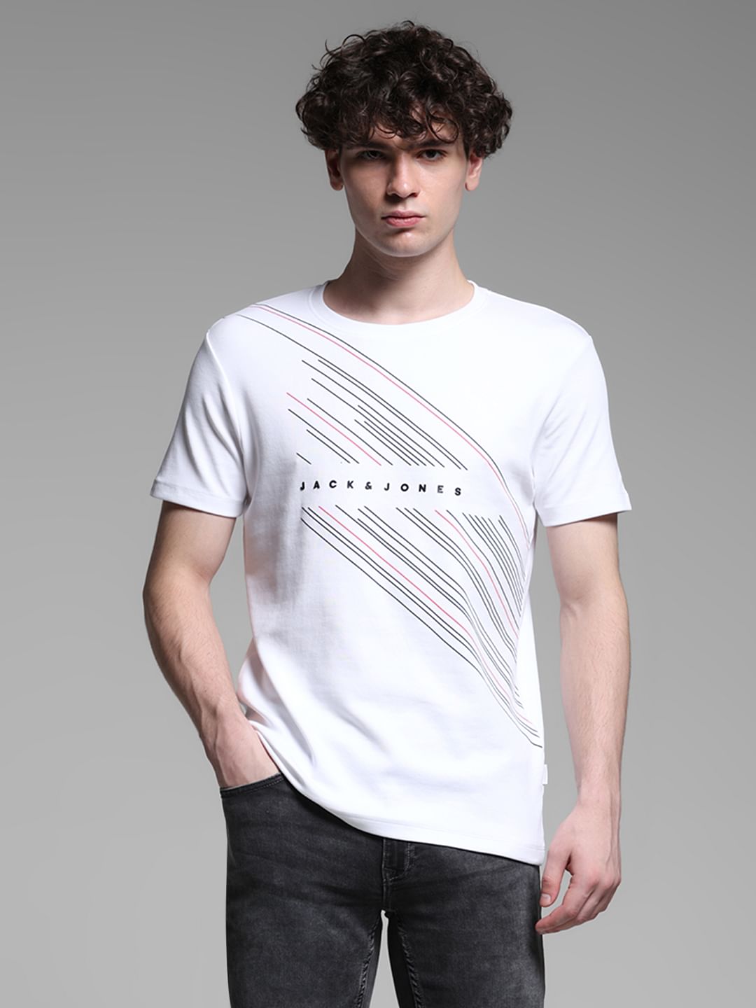 White Printed Cotton T-shirt