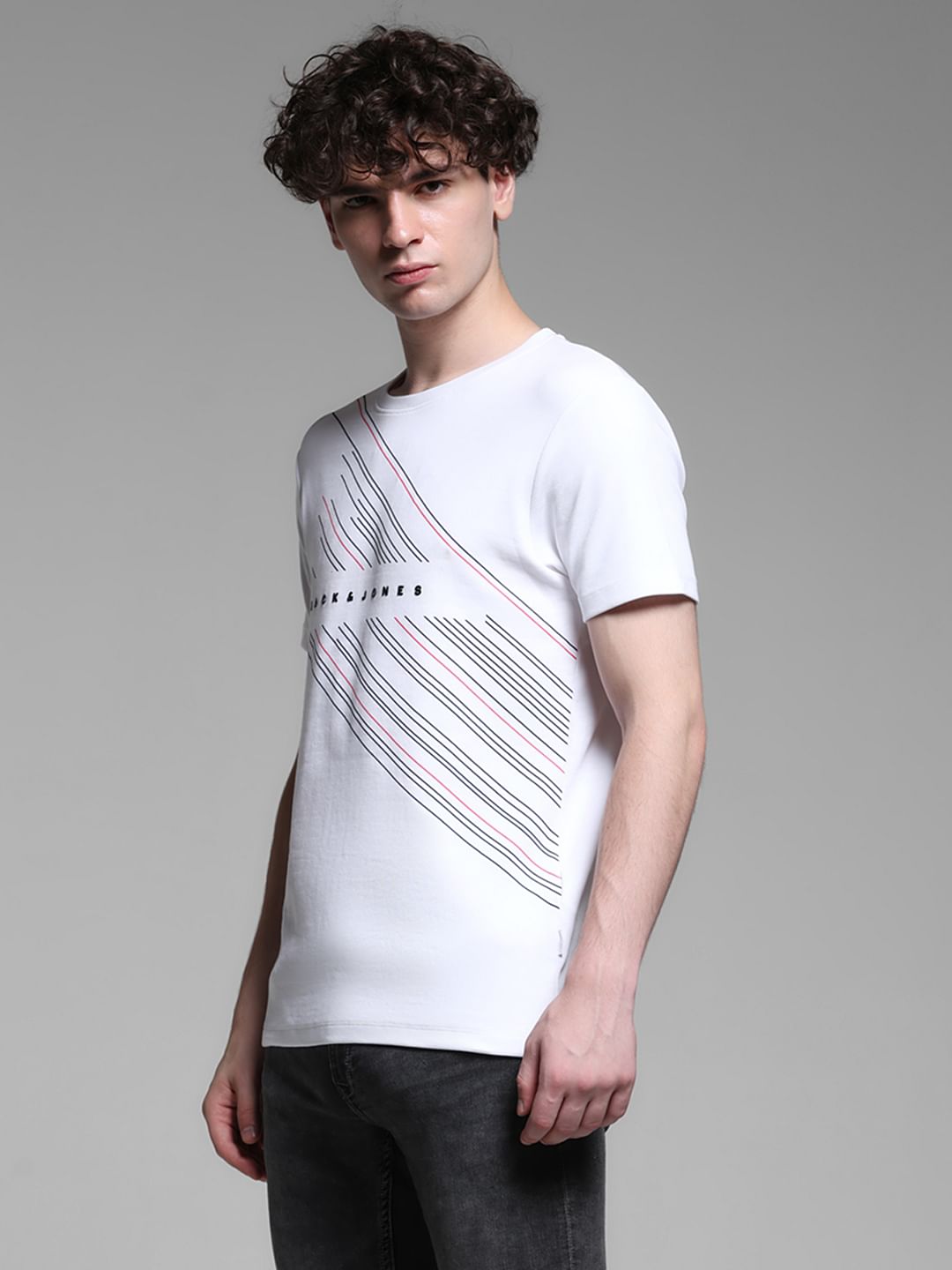 White Printed Cotton T-shirt