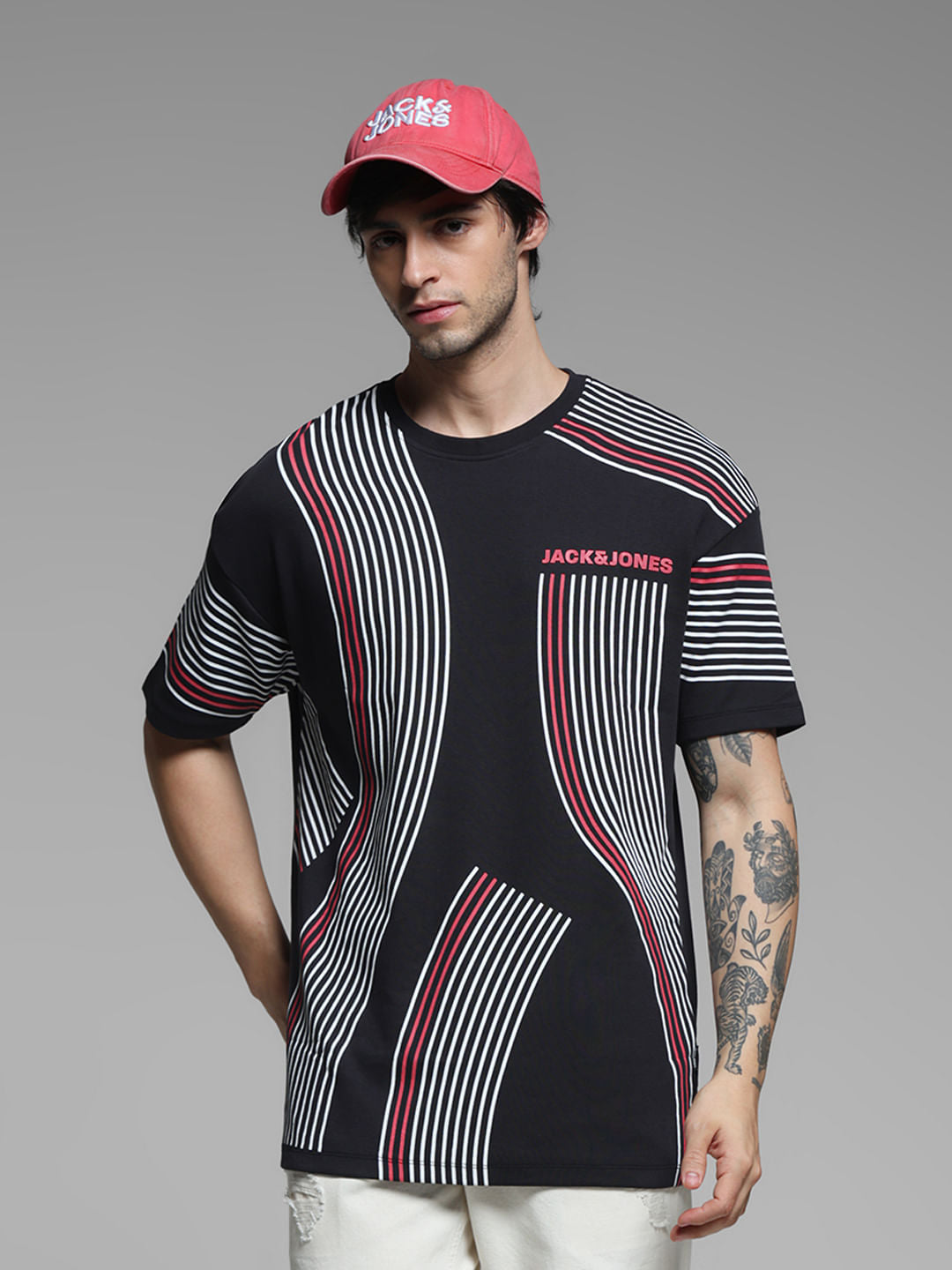 Black Printed Oversized T-shirt - S
