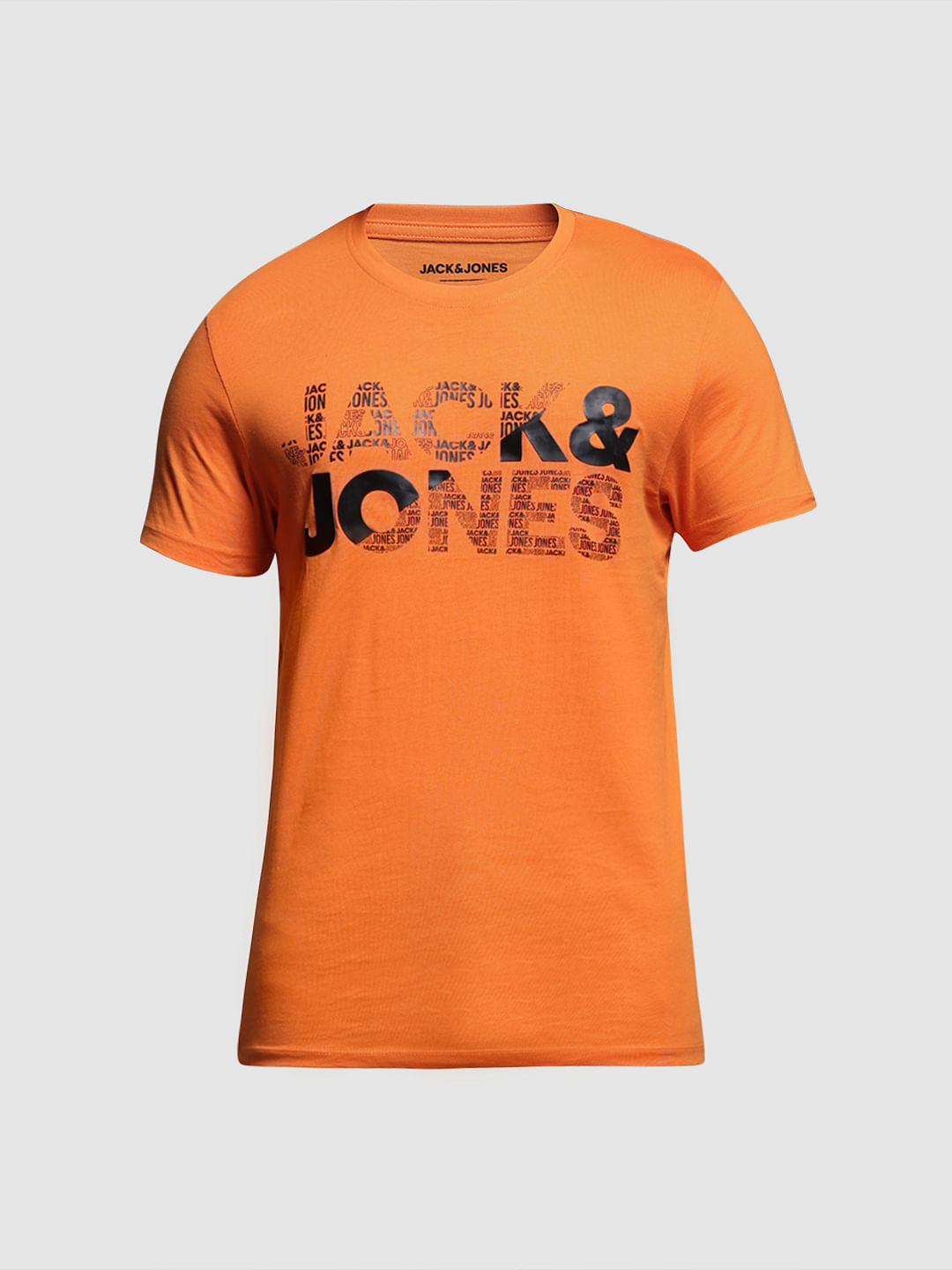 Orange Logo Print Cotton T-shirt