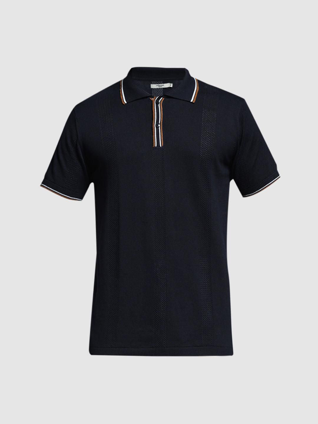 Black Contrast Tipping Knitted Polo