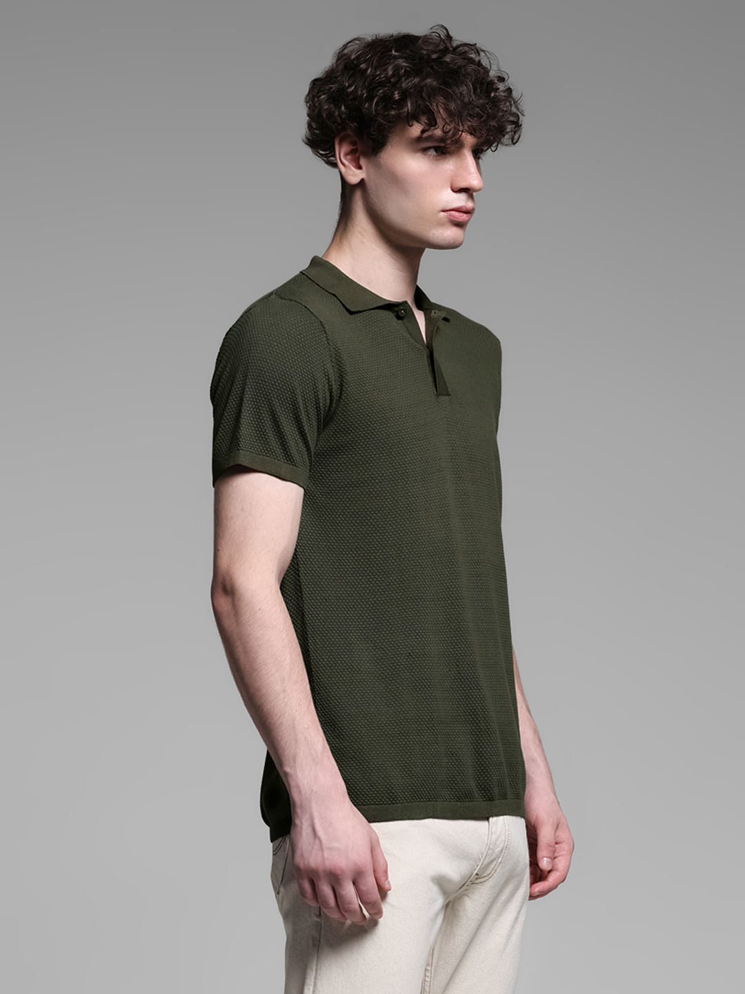 Green Knitted Cotton Polo