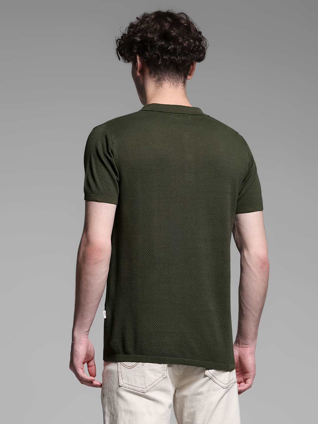 Green Knitted Cotton Polo