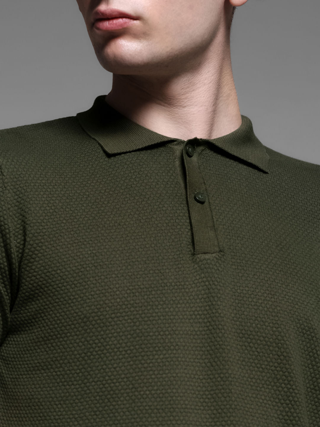 Green Knitted Cotton Polo