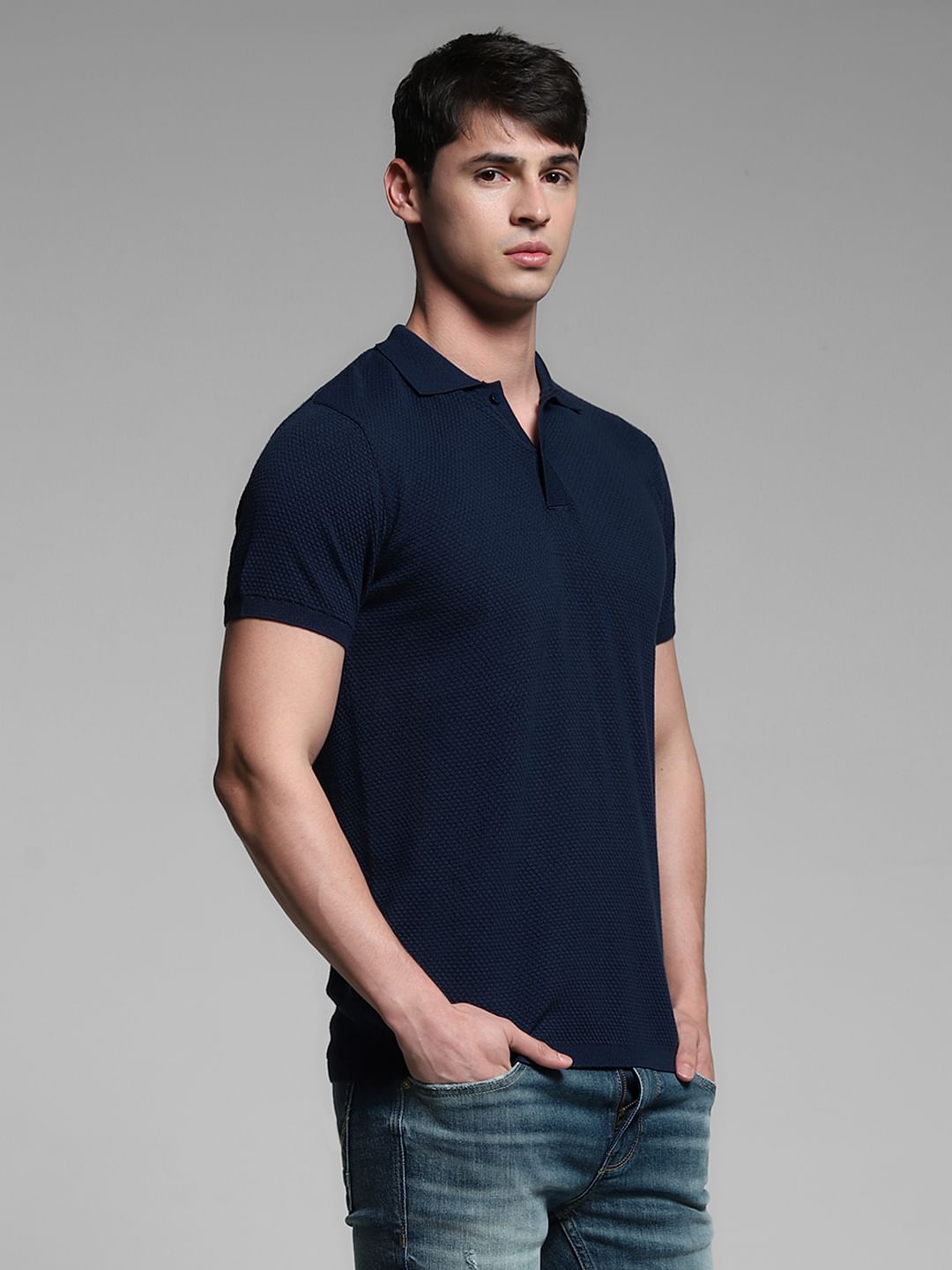 Navy Blue Knitted Polo