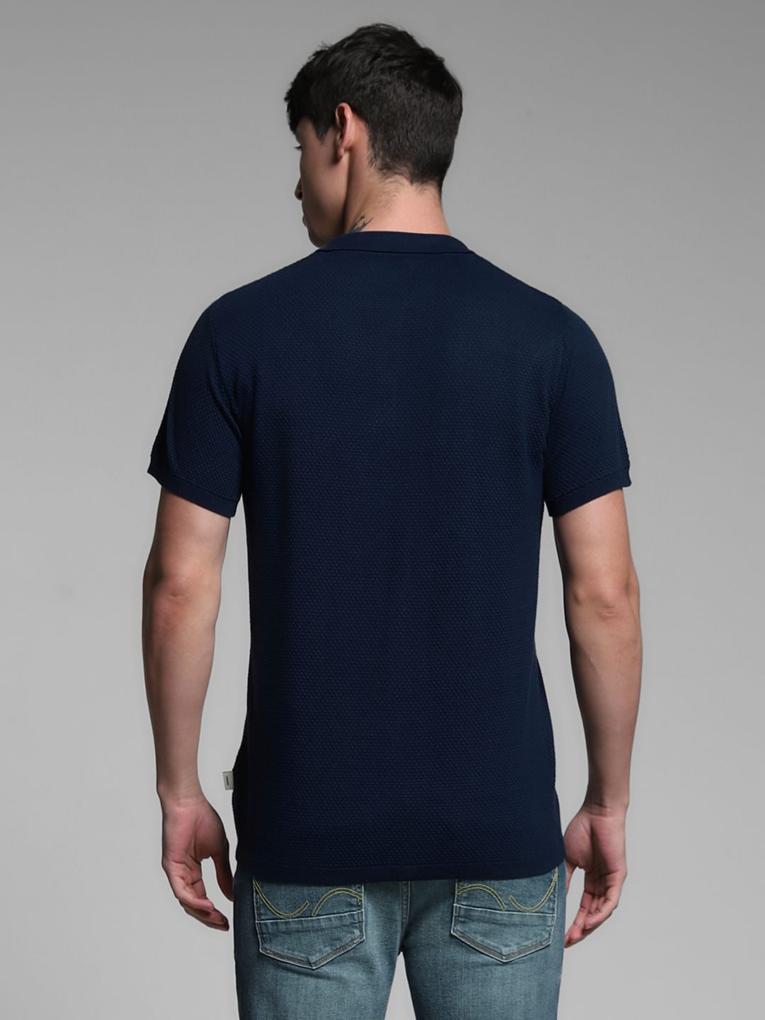 Navy Blue Knitted Polo