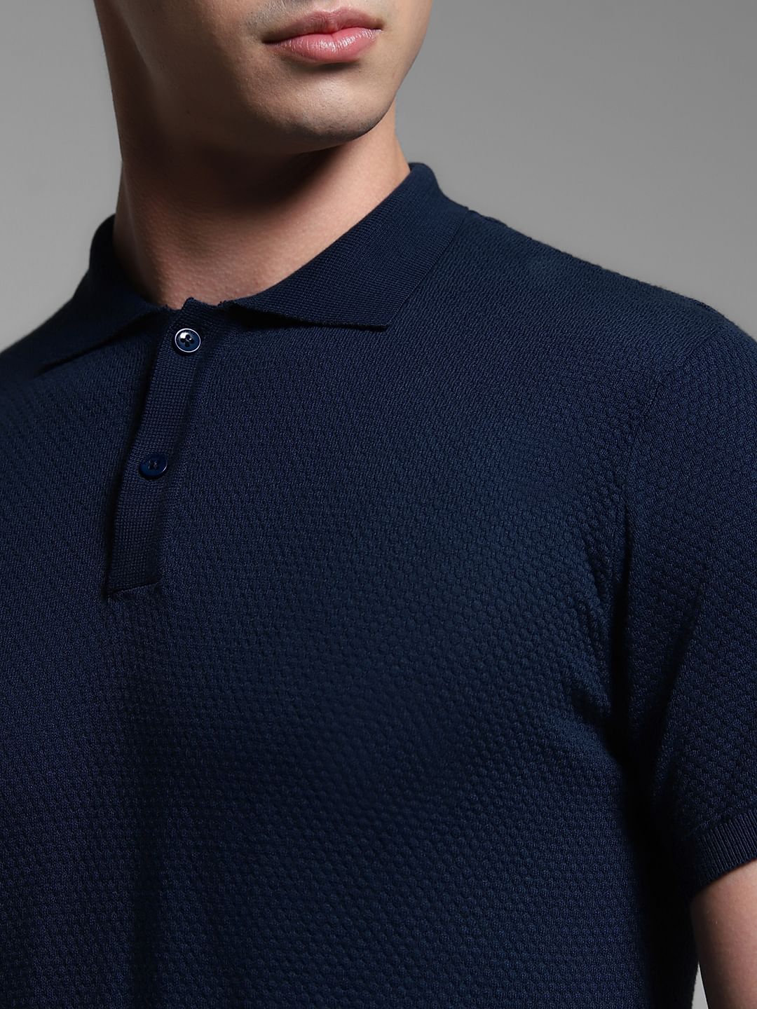Navy Blue Knitted Polo