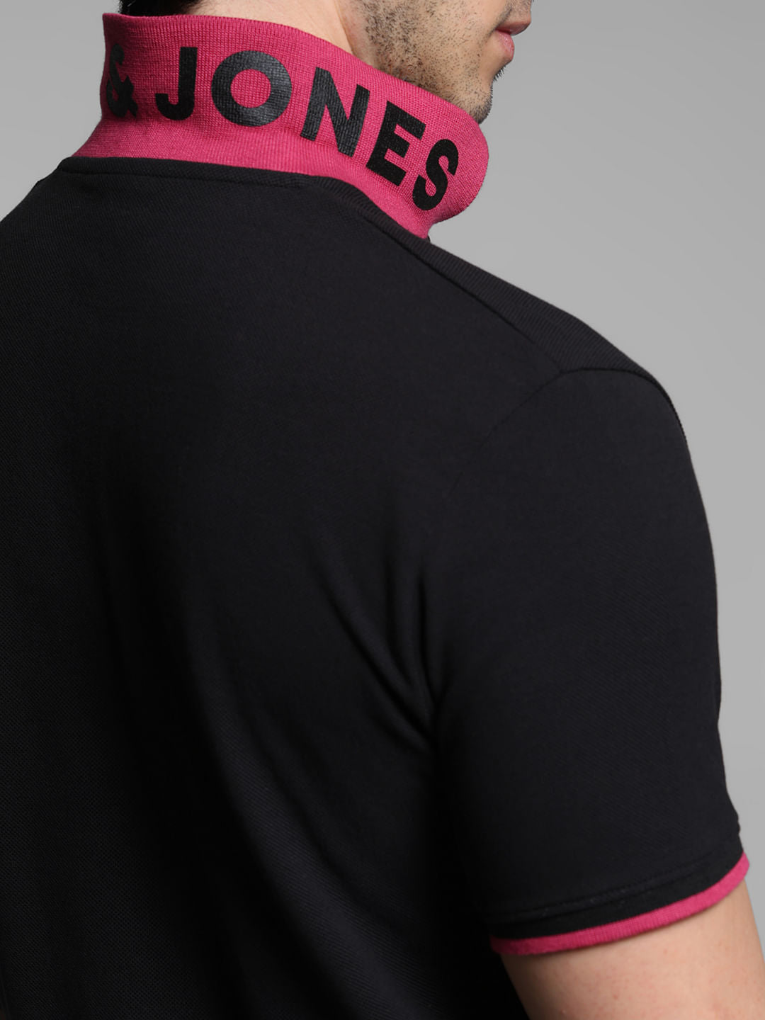 Black Logo Print Cotton Polo