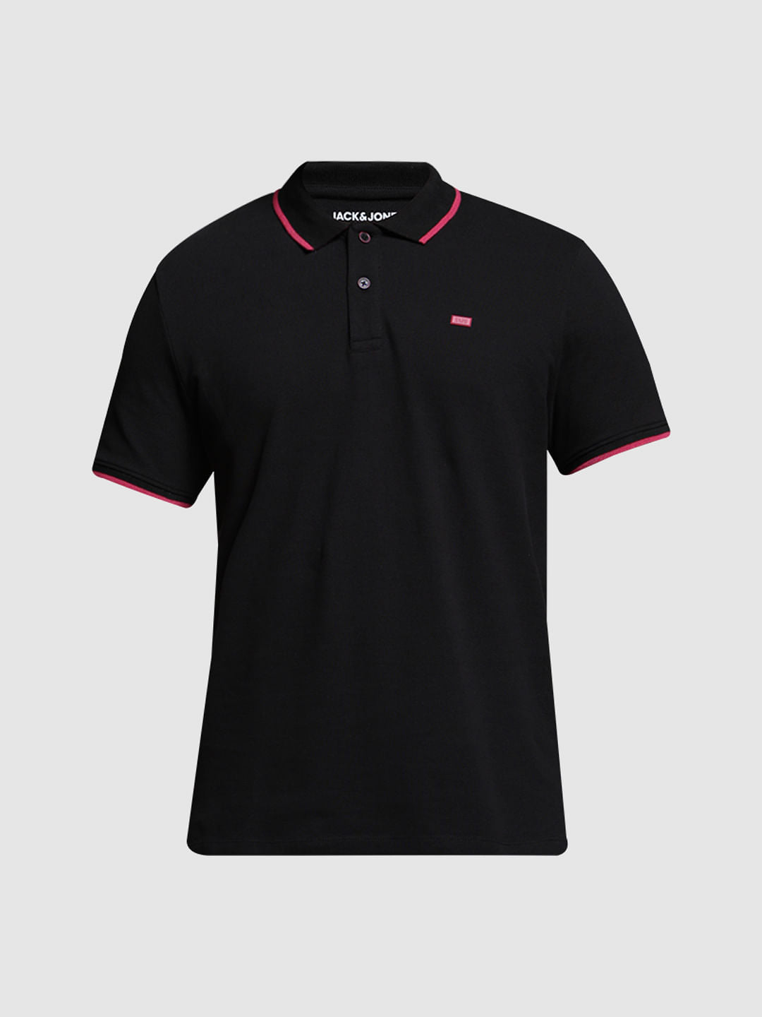 Black Logo Print Cotton Polo
