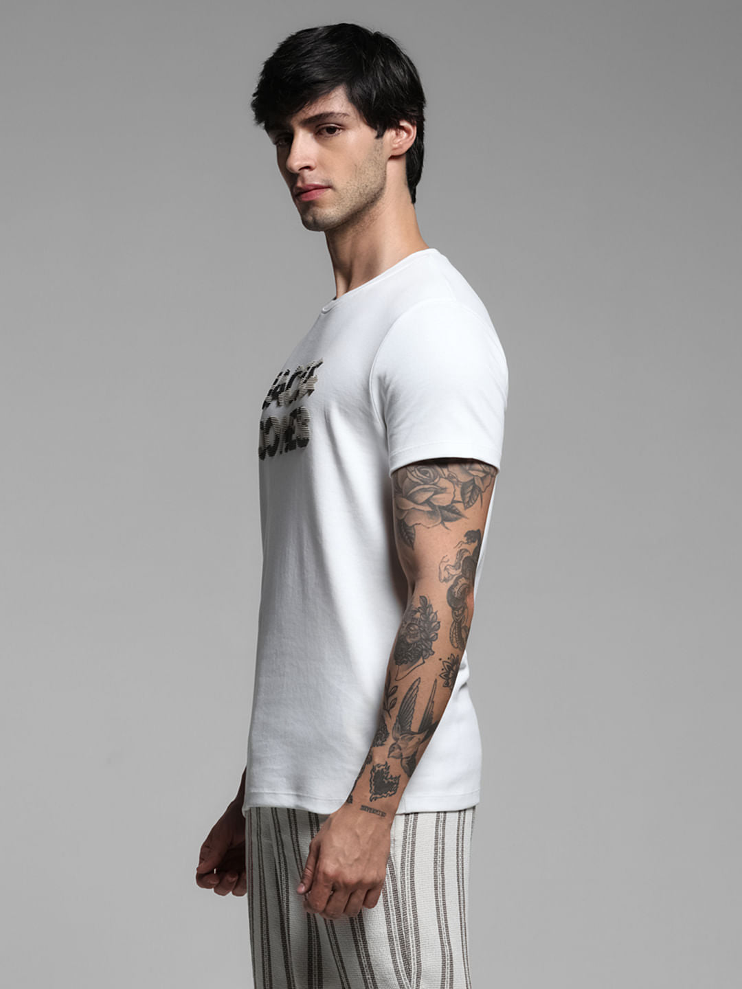 White Printed Crew Neck T-shirt