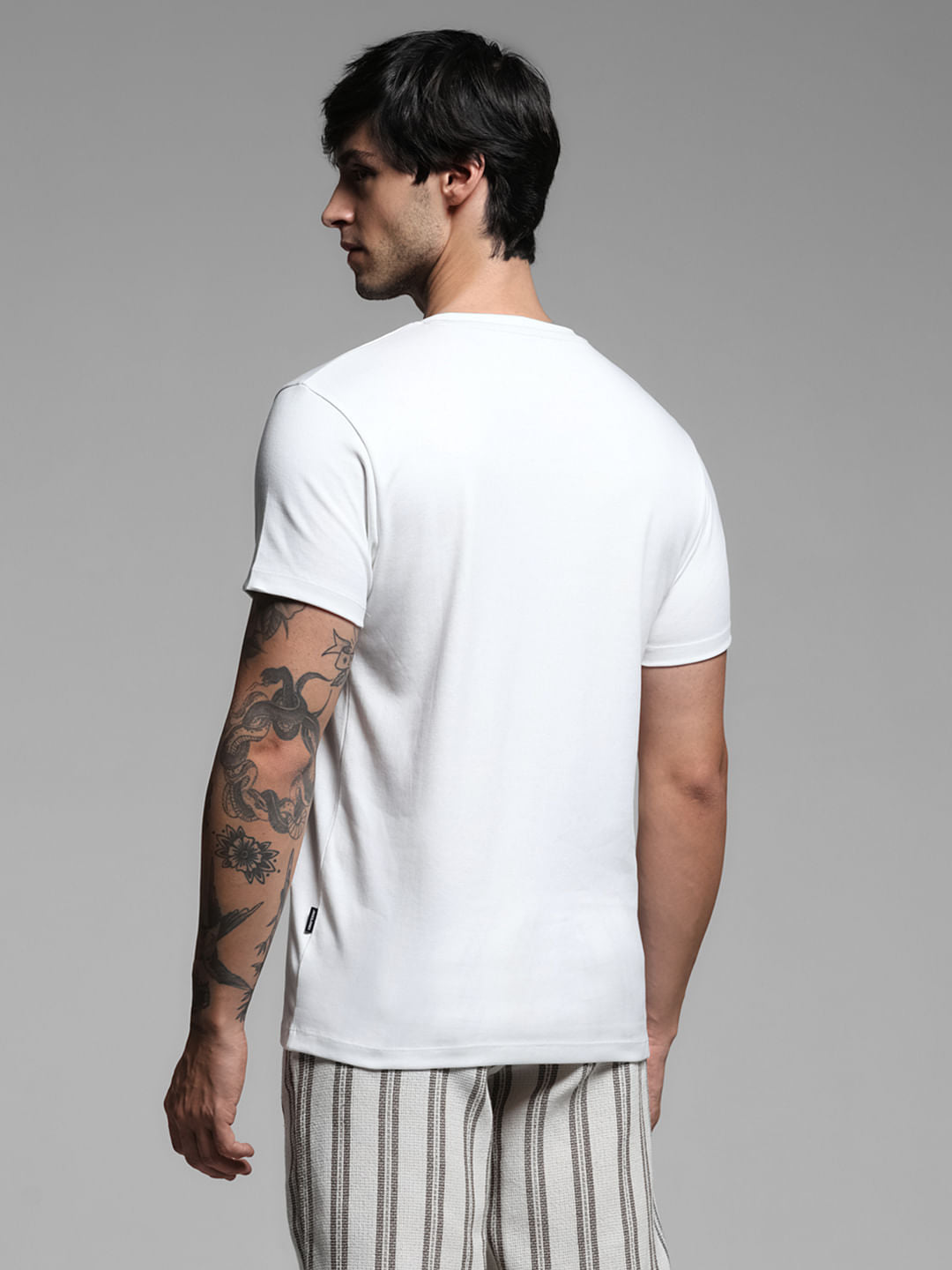 White Printed Crew Neck T-shirt