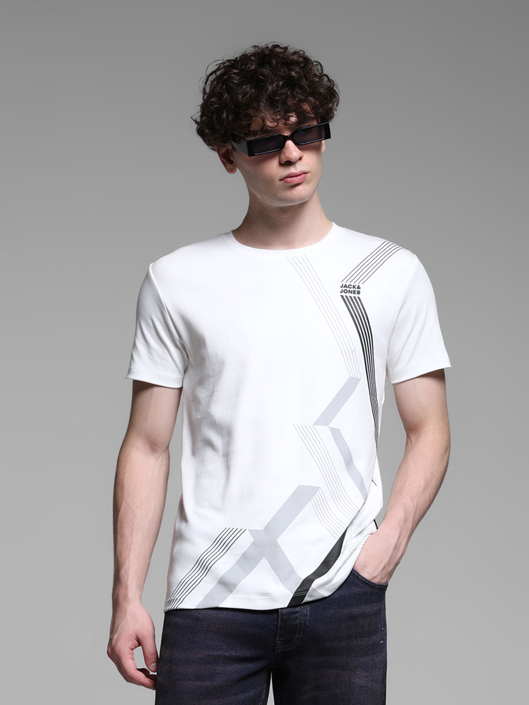 White Printed Cotton T-shirt