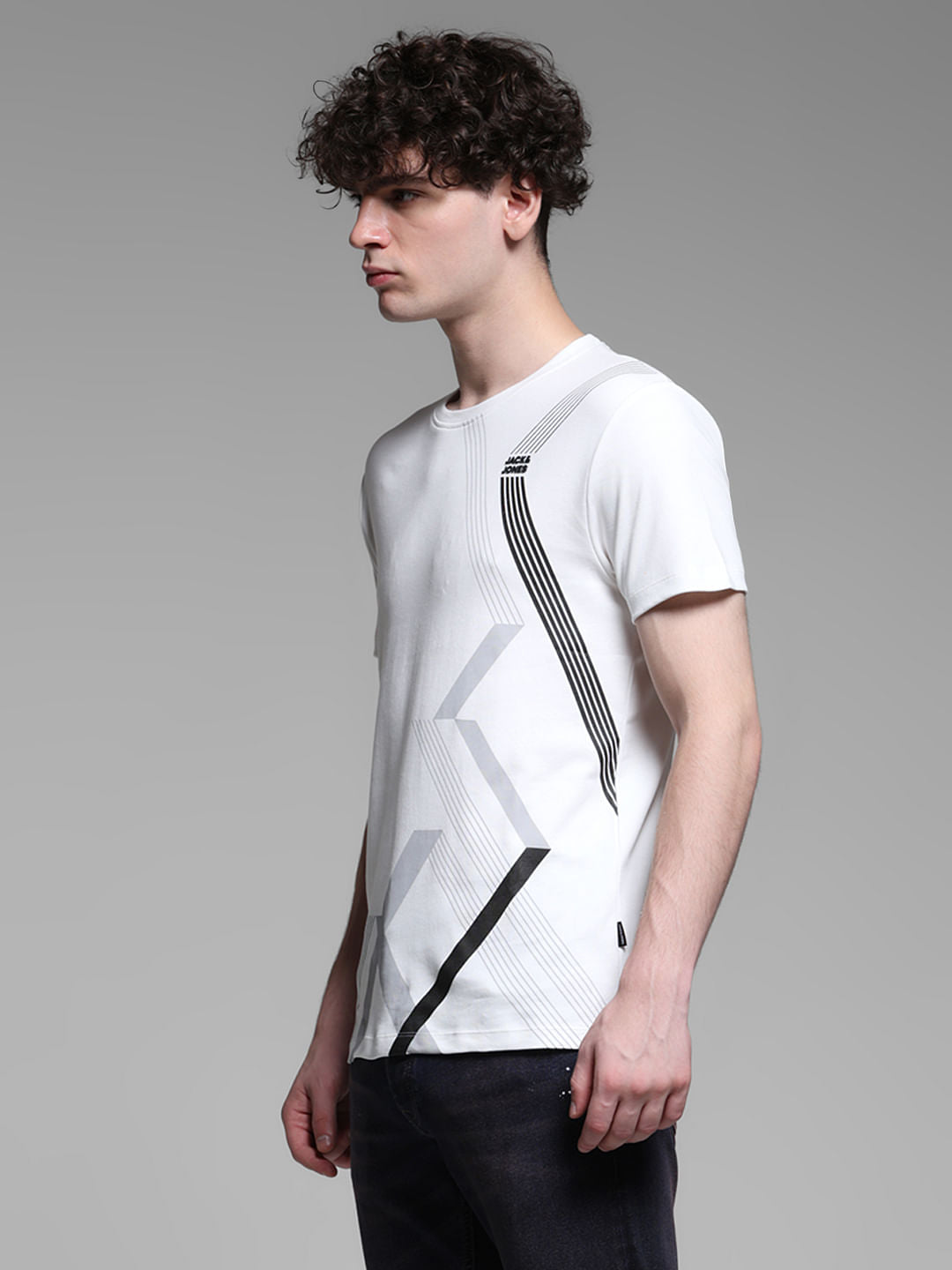 White Printed Cotton T-shirt