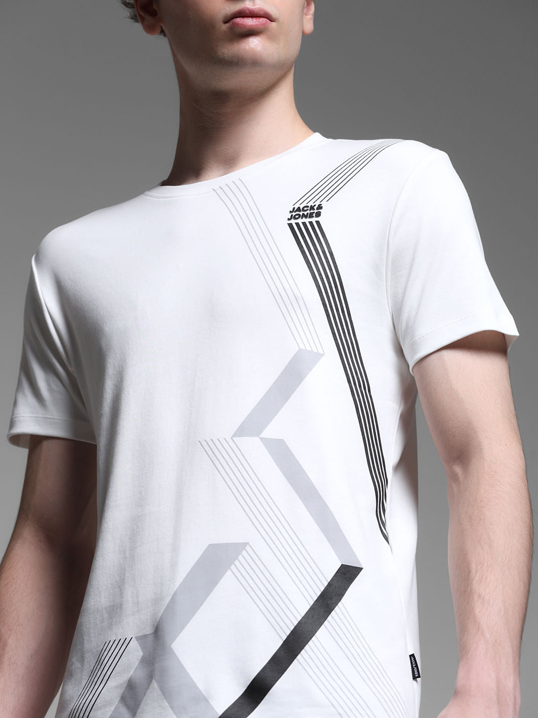 White Printed Cotton T-shirt