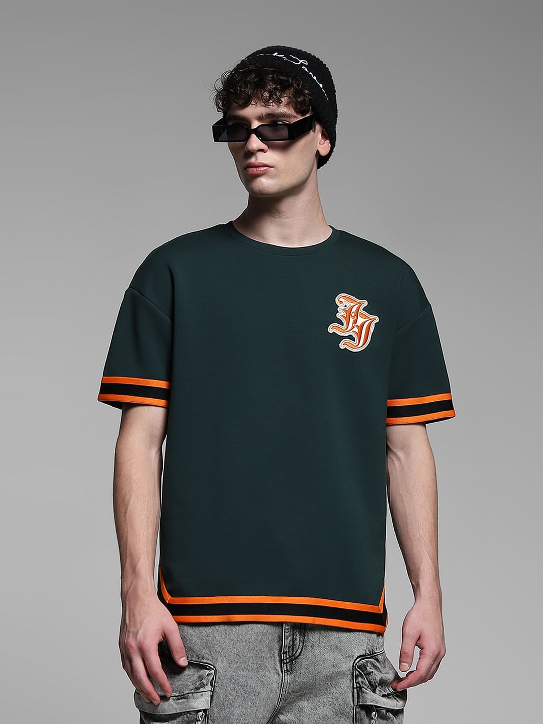 Green Tape Detail Co-ord Set T-shirt - S