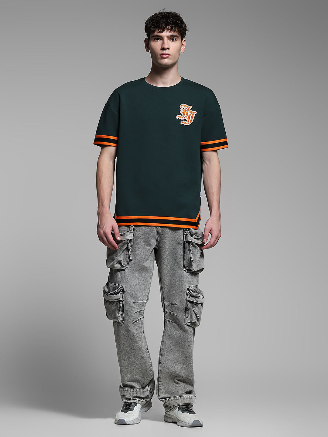 Green Tape Detail Co-ord Set T-shirt