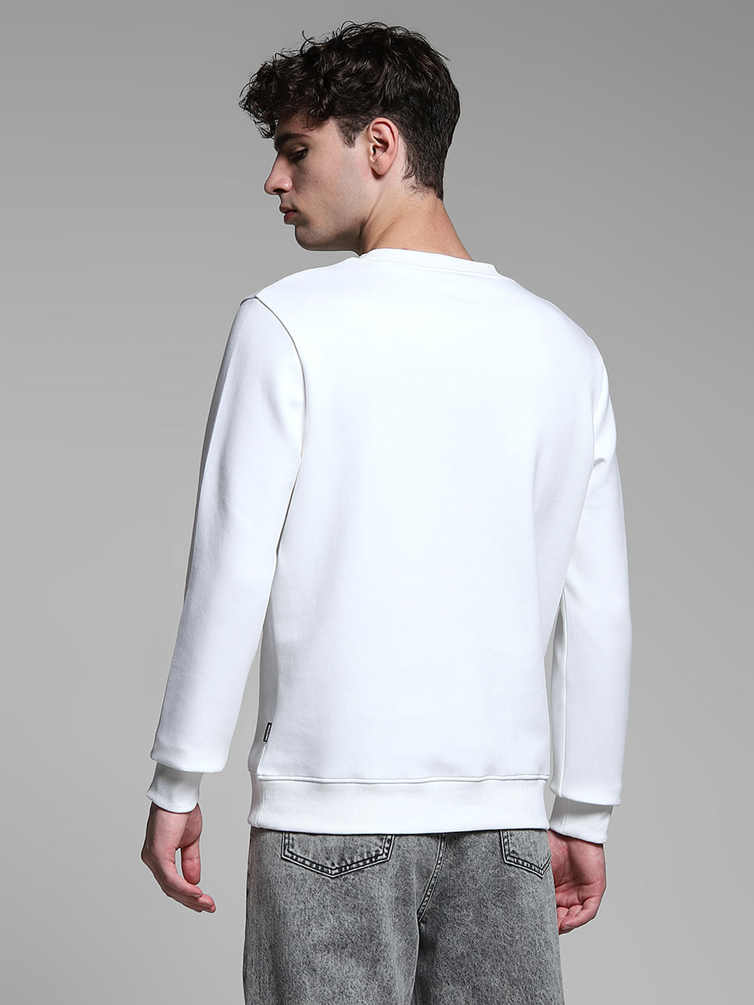 White Embellished Text Sweatshirt