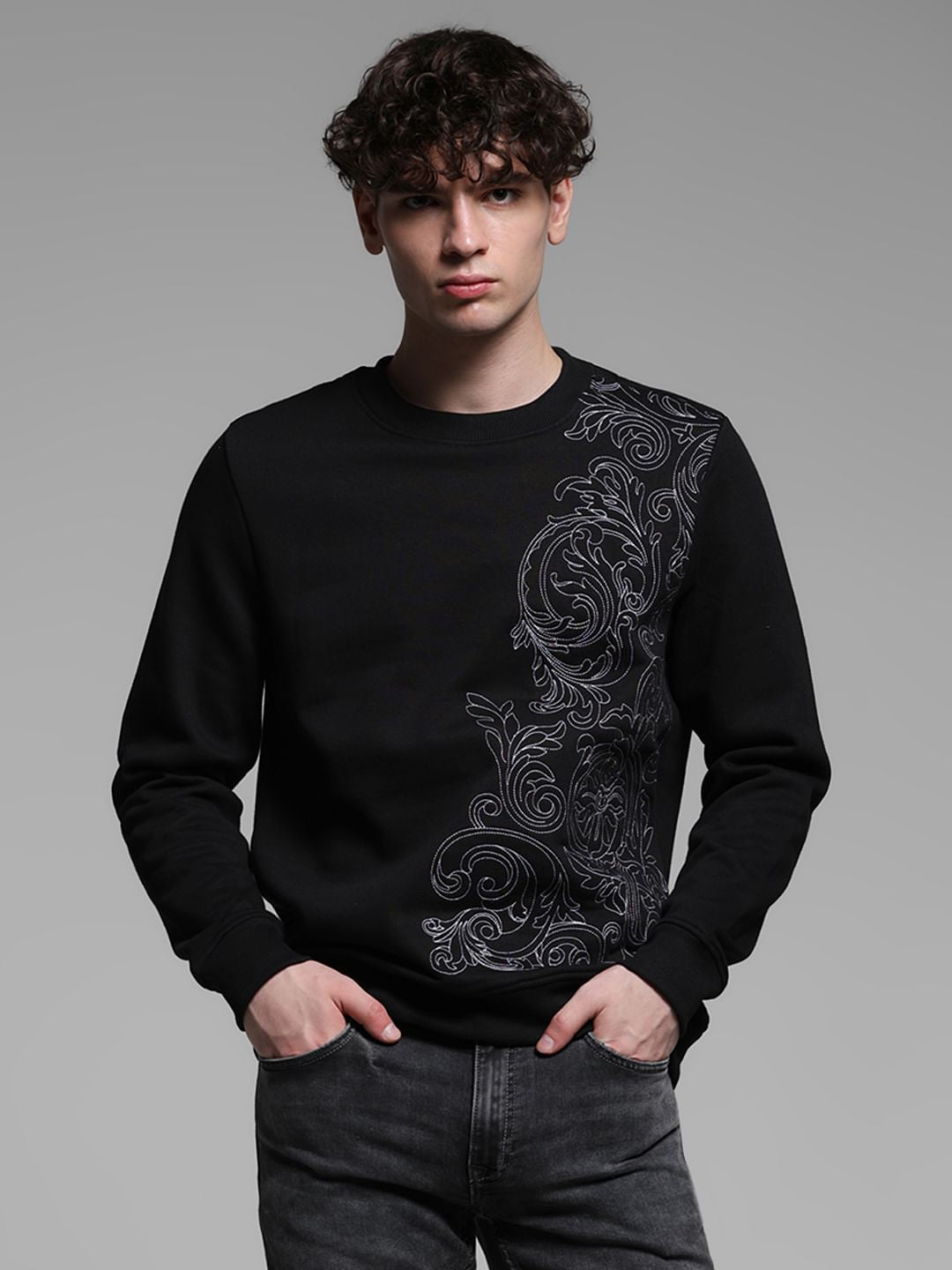 Black Embroidered Sweatshirt