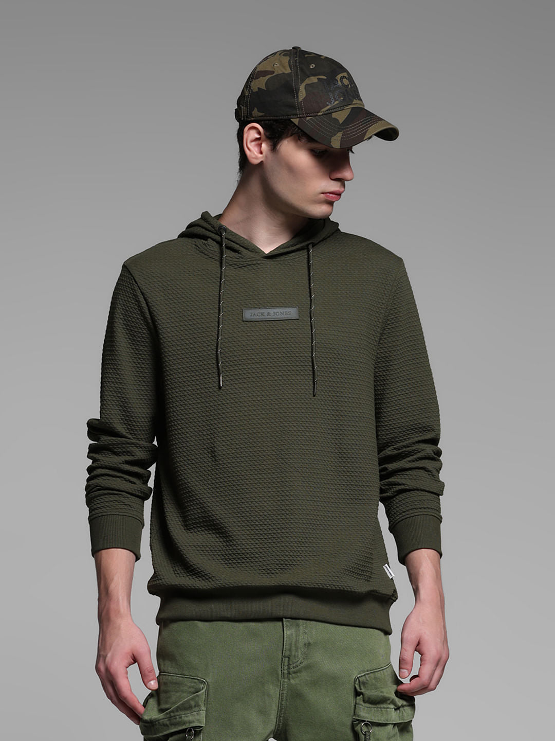 GREEN HOODED SWEATSHIRT - S