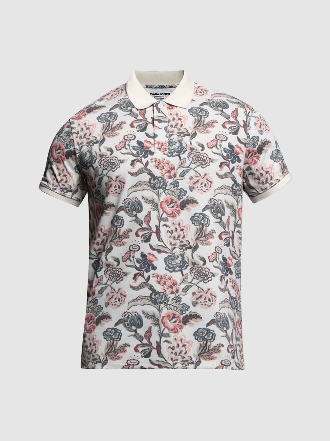 White Floral Polo T-shirt