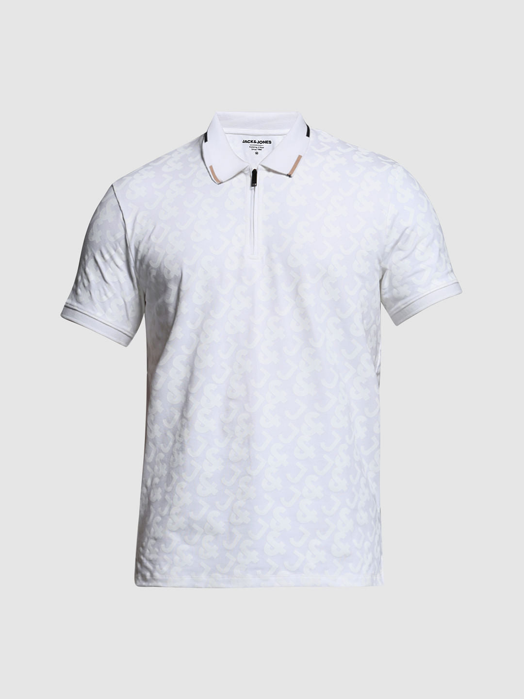 White Logo Print Polo T-shirt