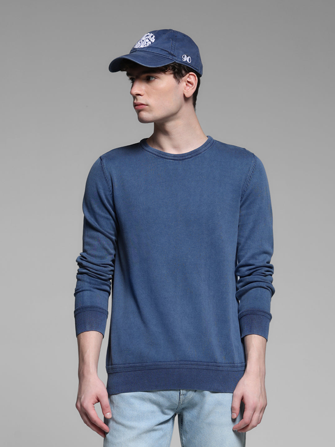 Blue Knitted Pullover - S