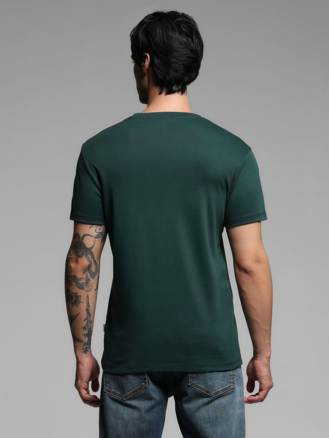 Dark Green Graphic Print Crew Neck T-shirt