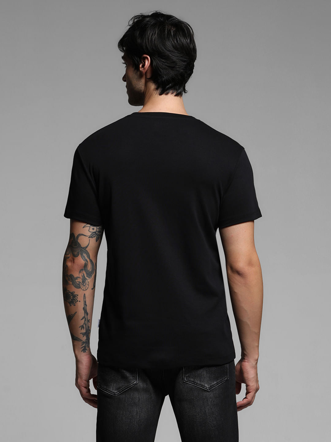 Black Graphic Print Crew Neck T-shirt