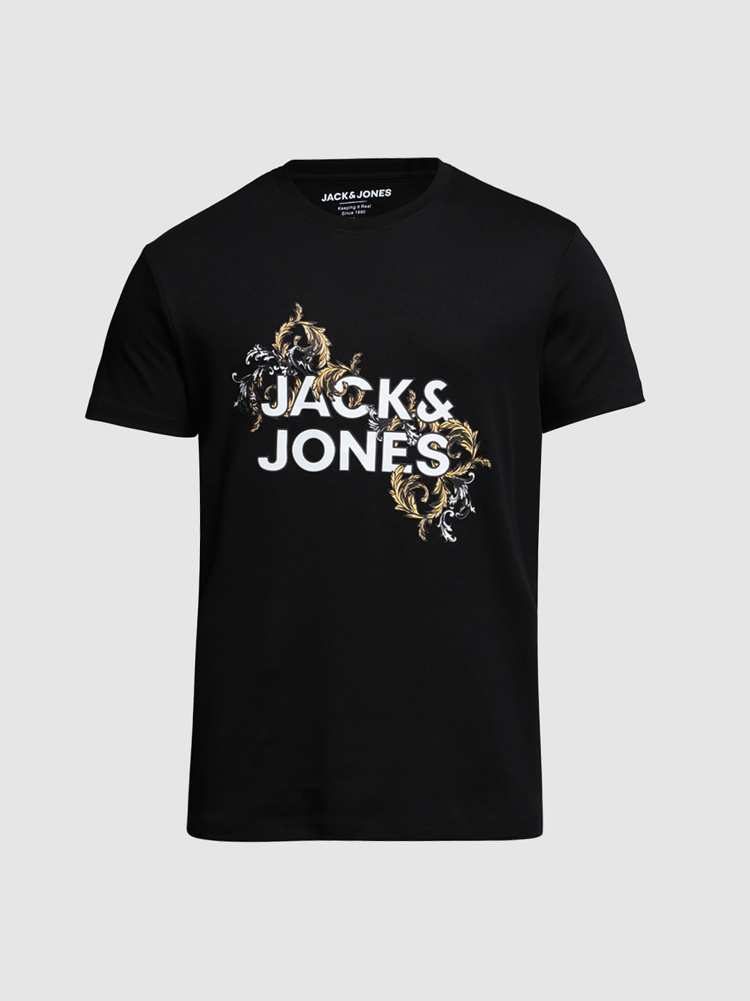 Black Graphic Print Crew Neck T-shirt