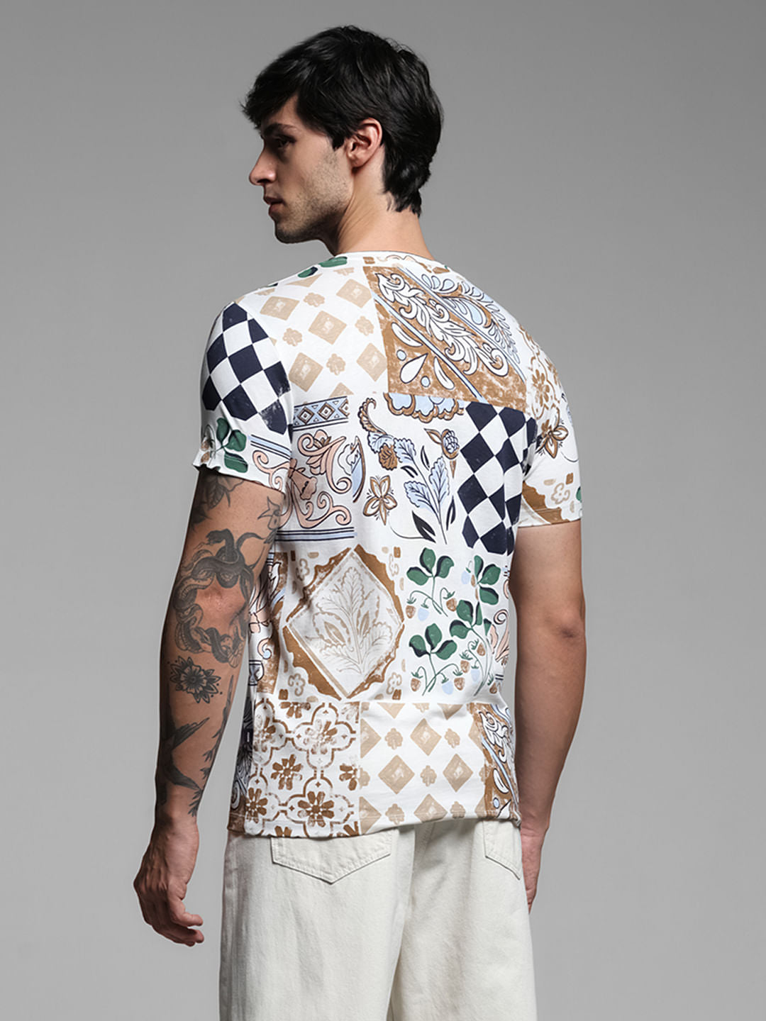 White Printed Crew Neck T-shirt