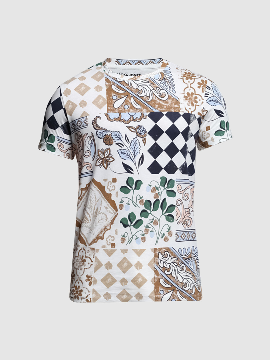 White Printed Crew Neck T-shirt