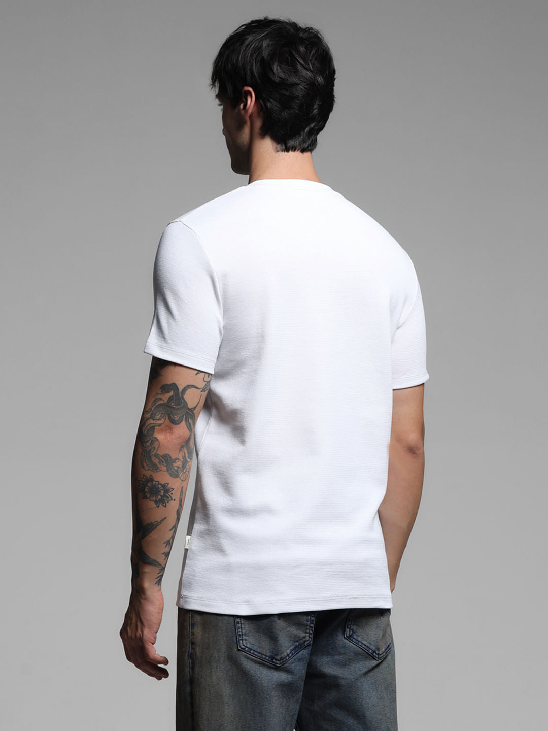 White Crochet Patch Detail T-shirt