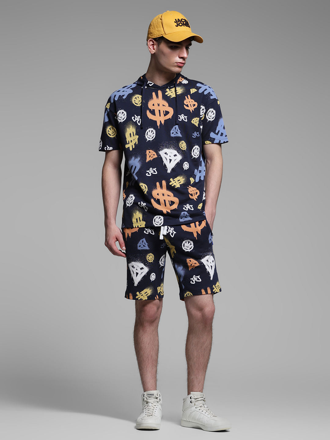 Blue Printed Co-ord Set Sweatshorts